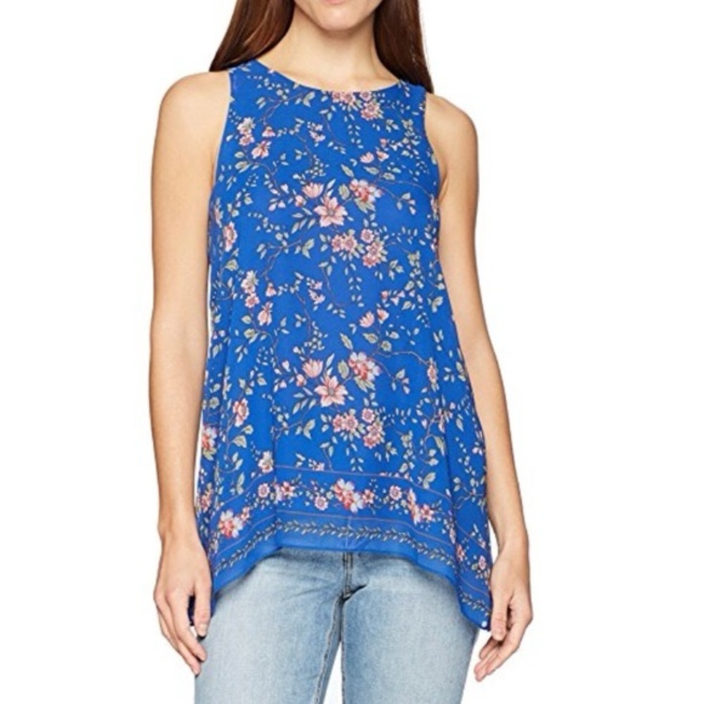 Max Studio Floral Print Sleeveless Top Blouse Size Large